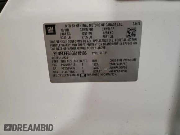 ✅ 2016 Chevrolet Equinox LT • VIN: 2GNFLFE36G6118196 • Лот: 82713925. Опубликован ранее на Copart с пробегом 62 233 миль. Бесплатный доступ к архиву аукционных продаж из США и подробный отчёт об истории автомобиля на DreamBid. Изображение 14.