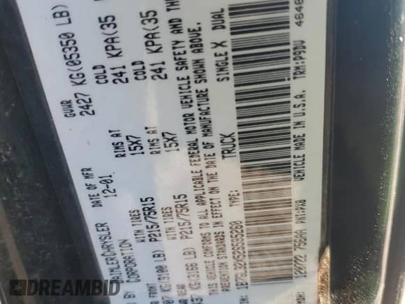 2002 Dodge Dakota Sport z VIN 1B7GL32X52S595260, wystawiony jako Copart lot #73925954 z przebiegiem 101 493 mil mil oraz Szkoda całkowita • Salvage title. Historia ofert i sprzedaży dostępna na DreamBid. Obrazek 12.