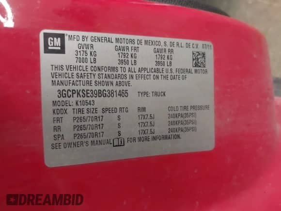 2011 Chevrolet Silverado 1500 LT z VIN 3GCPKSE39BG381465, wystawiony jako IAAI lot #43282395 z przebiegiem 149 655 mil mil oraz . Historia ofert i sprzedaży dostępna na DreamBid. Obrazek 9.