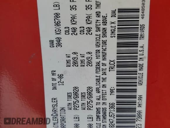 ✅ 2007 Dodge 1500 SLT • VIN: 1D7HA18247J571366 • Лот: 77037314. Опубликован ранее на Copart с пробегом 182 325 миль. Бесплатный доступ к архиву аукционных продаж из США и подробный отчёт об истории автомобиля на DreamBid. Изображение 14.