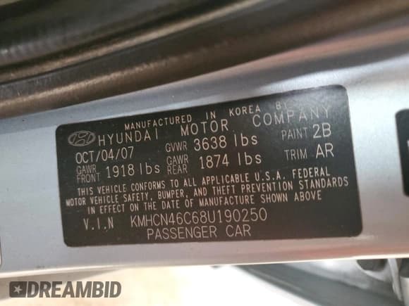 ✅ 2008 Hyundai Accent GLS • VIN: KMHCN46C68U190250 • Лот: 55744415. Опубликован ранее на Copart с пробегом 238 026 миль. Бесплатный доступ к архиву аукционных продаж из США и подробный отчёт об истории автомобиля на DreamBid. Изображение 12.