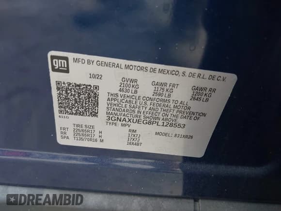 ✅ 2023 Chevrolet Equinox LT • VIN: 3GNAXUEG8PL128553 • Лот: 43542487. Опубликован ранее на IAAI с пробегом 15 536 миль. Бесплатный доступ к архиву аукционных продаж из США и подробный отчёт об истории автомобиля на DreamBid. Изображение 9.