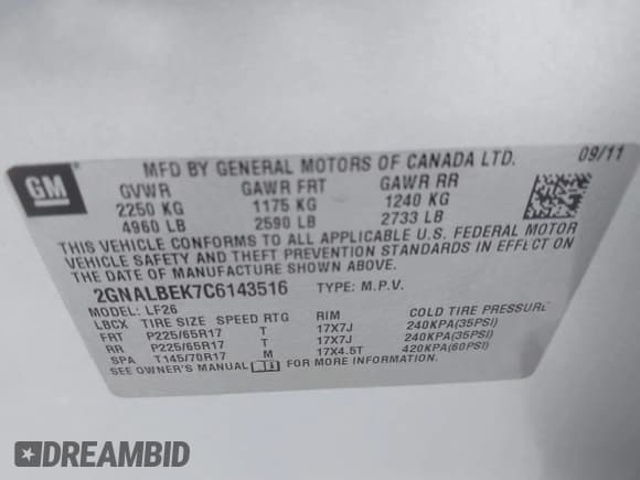 ✅ 2012 Chevrolet Equinox LS • VIN: 2GNALBEK7C6143516 • Лот: 43591719. Опубликован ранее на IAAI с пробегом 189 748 миль. Бесплатный доступ к архиву аукционных продаж из США и подробный отчёт об истории автомобиля на DreamBid. Изображение 9.