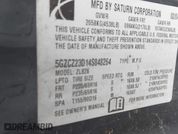 ✅ 2004 Saturn VUE • VIN: 5GZCZ23D14S848264 • Lot: 42583068. Wystawiony na IAAI z przebiegiem 145 677 mil. Bezpłatny archiwum sprzedaży aukcyjnych z USA i szczegółowy raport historii pojazdu na DreamBid. Zdjęcie 9.