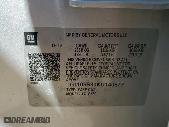 ✅ 2019 Chevrolet Impala Premier • VIN: 1G1105S31KU140877 • Лот: 69130184. Опубликован ранее на Copart с пробегом 113 894 миль. Бесплатный доступ к архиву аукционных продаж из США и подробный отчёт об истории автомобиля на DreamBid. Изображение 14.