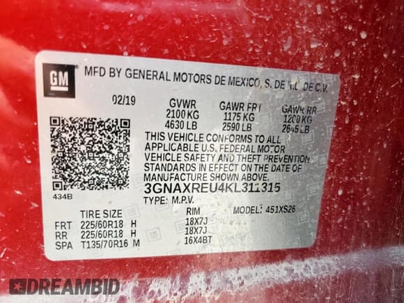 ✅ 2019 Chevrolet Equinox Premier • VIN: 3GNAXREU4KL311315 • Лот: 62469445. Опубликован ранее на Copart с пробегом 147 265 миль. Бесплатный доступ к архиву аукционных продаж из США и подробный отчёт об истории автомобиля на DreamBid. Изображение 13.