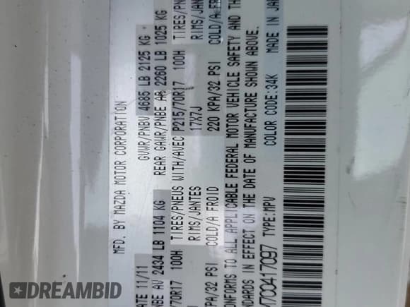 ✅ 2012 Mazda CX-7 i Touring • VIN: JM3ER2CM7C0417097 • Lot: 88782835. Wystawiony na Copart z przebiegiem 180 637 mil. Bezpłatny archiwum sprzedaży aukcyjnych z USA i szczegółowy raport historii pojazdu na DreamBid. Zdjęcie 13.