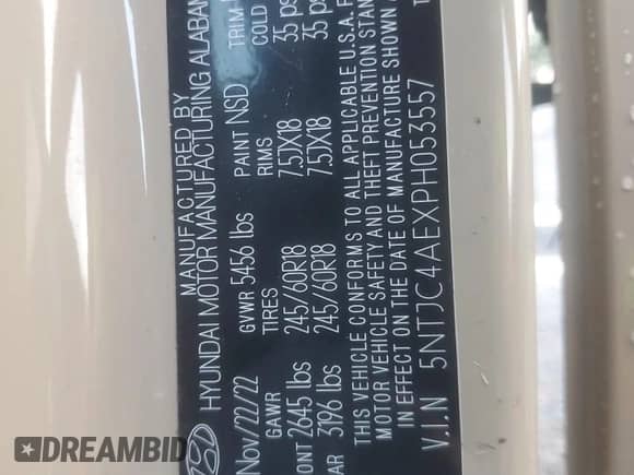 2023 Hyundai Santa Cruz SEL with VIN 5NTJC4AEXPH053557, listed as a Copart auction lot 70206074 with Not provided miles and Non repairable. Bid and sale history available at DreamBid. Image 13.