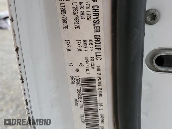 ✅ 2013 Ram 1500 Outdoorsman • VIN: 1C6RR7LT9DS519819 • Lot: 60905585. Listed on Copart with 190,552 mi. Free auction sales archive from the USA and detailed vehicle history report at DreamBid. Image 13.