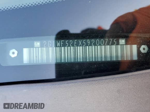 2005 Chevrolet Impala с VIN 2G1WF52EX59200775, выставлен на аукционе Copart как лот 60334654 с пробегом 230 710 миль миль и Списание • Salvage title. История ставок и продаж доступна на DreamBid. Изображение 12.