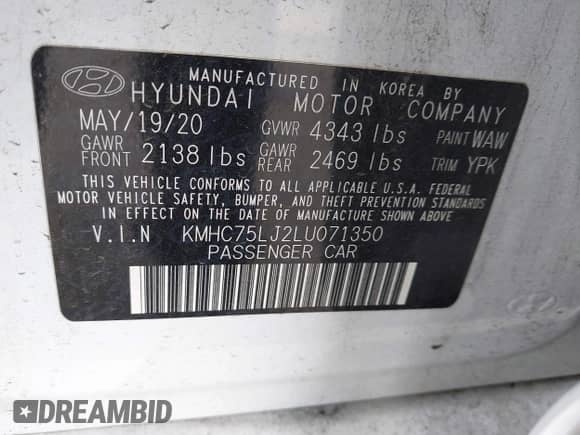 2020 Hyundai Ioniq SE z VIN KMHC75LJ2LU071350, wystawiony jako IAAI lot #42169600 z przebiegiem 74 011 mil mil oraz . Historia ofert i sprzedaży dostępna na DreamBid. Obrazek 9.