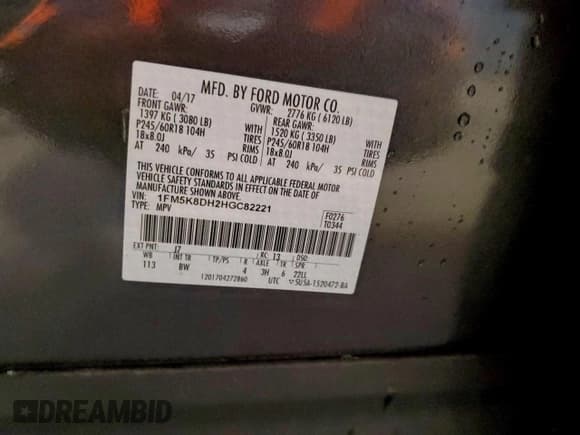 ✅ 2017 Ford Explorer XLT • VIN: 1FM5K8DH2HGC82221 • Lot: 95272105. Wystawiony na Copart z przebiegiem 133 748 mil. Bezpłatny archiwum sprzedaży aukcyjnych z USA i szczegółowy raport historii pojazdu na DreamBid. Zdjęcie 14.