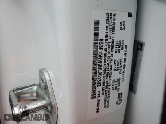 ✅ 2017 Chevrolet SS • VIN: 6G3F15RW9HL301892 • Lot: 92448355. Listed on Copart with 48,757 mi. Free auction sales archive from the USA and detailed vehicle history report at DreamBid. Image 12.