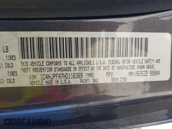 ✅ 2017 Jeep Patriot High Altitude • VIN: 1C4NJPFA7HD116389 • Lot: 41748690. Listed on IAAI with 102,320 mi. Free auction sales archive from the USA and detailed vehicle history report at DreamBid. Image 9.