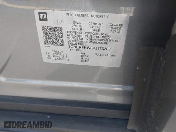 ✅ 2023 Chevrolet Traverse LS • VIN: 1GNERFKW6PJ336263 • Lot: 43679772. Listed on IAAI with 49,729 mi. Free auction sales archive from the USA and detailed vehicle history report at DreamBid. Image 9.