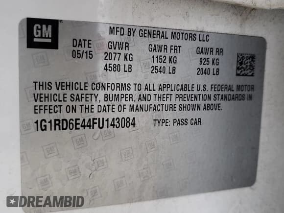 ✅ 2015 Chevrolet Volt • VIN: 1G1RD6E44FU143084 • Lot: 70296314. Wystawiony na Copart z przebiegiem 117 957 mil. Bezpłatny archiwum sprzedaży aukcyjnych z USA i szczegółowy raport historii pojazdu na DreamBid. Zdjęcie 12.