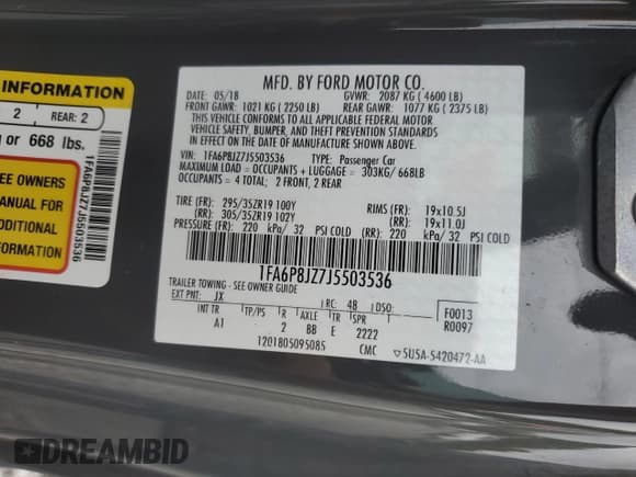 ✅ 2018 Ford Mustang Shelby GT350 • VIN: 1FA6P8JZ7J5503536 • Lot: 61778435. Listed on Copart with 53,535 mi. Free auction sales archive from the USA and detailed vehicle history report at DreamBid. Image 12.