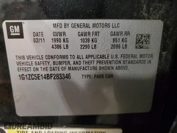 ✅ 2011 Chevrolet Malibu 1LT • VIN: 1G1ZC5E14BF283346 • Lot: 76866664. Listed on Copart with 168,732 mi. Free auction sales archive from the USA and detailed vehicle history report at DreamBid. Image 12.