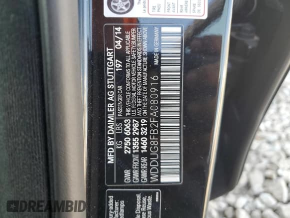 ✅ 2015 Mercedes-Benz S 550 • VIN: WDDUG8FB2FA080916 • Lot: 66937805. Listed on Copart with 32,690 mi. Free auction sales archive from the USA and detailed vehicle history report at DreamBid. Image 12.