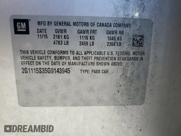 ✅ 2016 Chevrolet Impala LT • VIN: 2G1115S35G9143945 • Lot: 57400384. Wystawiony na Copart z przebiegiem 164 898 mil. Bezpłatny archiwum sprzedaży aukcyjnych z USA i szczegółowy raport historii pojazdu na DreamBid. Zdjęcie 12.