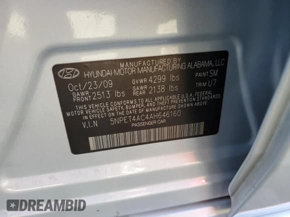 ✅ 2010 Hyundai Sonata GLS • VIN: 5NPET4AC4AH646160 • Лот: 75110074. Опубликован ранее на Copart с пробегом 104 218 миль. Бесплатный доступ к архиву аукционных продаж из США и подробный отчёт об истории автомобиля на DreamBid. Изображение 12.