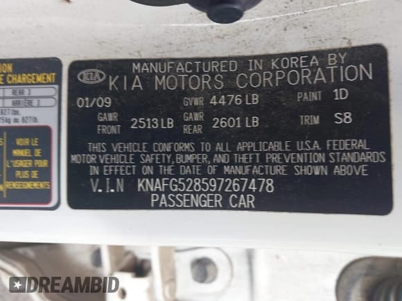 ✅ 2009 Kia Rondo LX • VIN: KNAFG528597267478 • Lot: 43776815. Listed on IAAI with 142,924 mi. Free auction sales archive from the USA and detailed vehicle history report at DreamBid. Image 9.