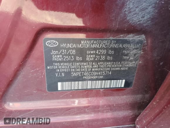 ✅ 2009 Hyundai Sonata GLS • VIN: 5NPET46C09H415714 • Лот: 73824744. Опубликован ранее на Copart с пробегом 218 375 миль. Бесплатный доступ к архиву аукционных продаж из США и подробный отчёт об истории автомобиля на DreamBid. Изображение 12.