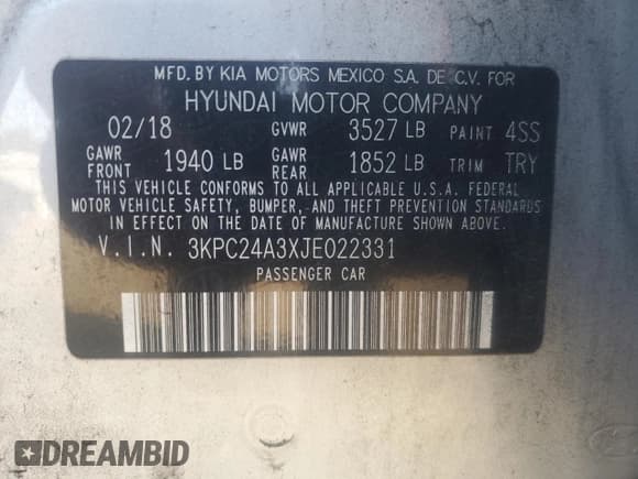 ✅ 2018 Hyundai Accent SEL • VIN: 3KPC24A3XJE022331 • Лот: 78151394. Опубликован ранее на Copart с пробегом 57 230 миль. Бесплатный доступ к архиву аукционных продаж из США и подробный отчёт об истории автомобиля на DreamBid. Изображение 12.