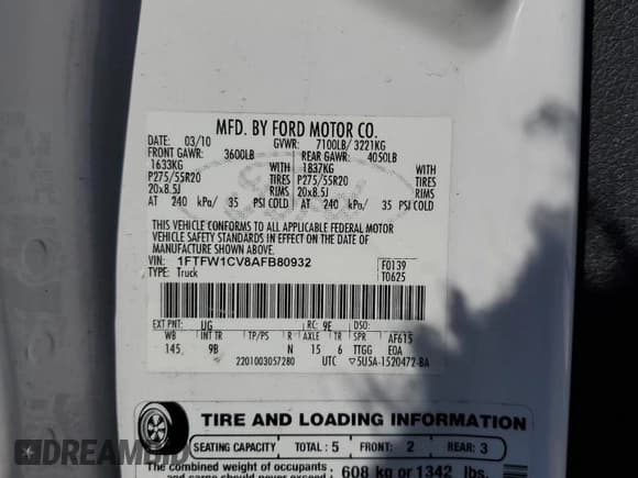 ✅ 2010 Ford F-150 XL • VIN: 1FTFW1CV8AFB80932 • Лот: 91065495. Опубликован ранее на Copart с пробегом 246 372 миль. Бесплатный доступ к архиву аукционных продаж из США и подробный отчёт об истории автомобиля на DreamBid. Изображение 12.