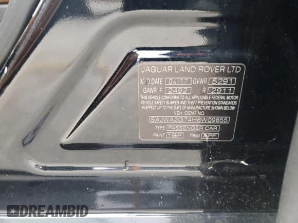 ✅ 2017 Jaguar XJ Portfolio • VIN: SAJWA2G74H8W09855 • Lot: 47771025. Wystawiony na Copart z przebiegiem Nie podano. Bezpłatny archiwum sprzedaży aukcyjnych z USA i szczegółowy raport historii pojazdu na DreamBid. Zdjęcie 12.