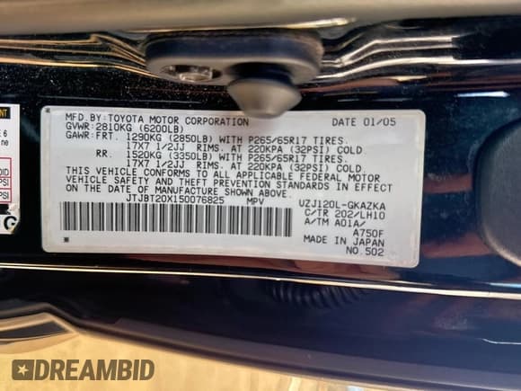 ✅ 2005 Lexus GX 470 • VIN: JTJBT20X150076825 • Lot: 84287675. Wystawiony na Copart z przebiegiem 219 976 mil. Bezpłatny archiwum sprzedaży aukcyjnych z USA i szczegółowy raport historii pojazdu na DreamBid. Zdjęcie 10.