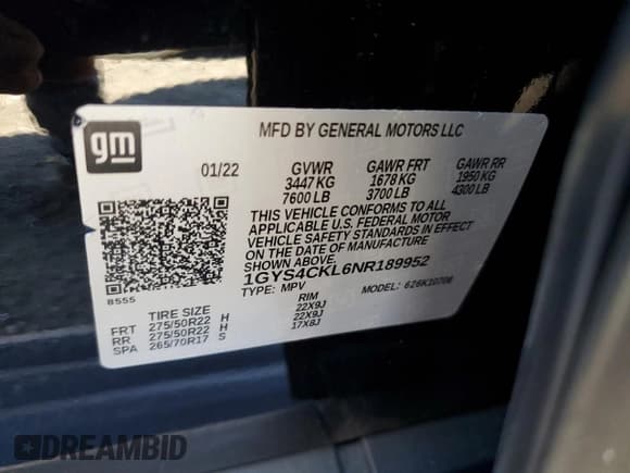 ✅ 2022 Cadillac Escalade Premium Luxury • VIN: 1GYS4CKL6NR189952 • Lot: 84603585. Wystawiony na Copart z przebiegiem 72 318 mil. Bezpłatny archiwum sprzedaży aukcyjnych z USA i szczegółowy raport historii pojazdu na DreamBid. Zdjęcie 13.