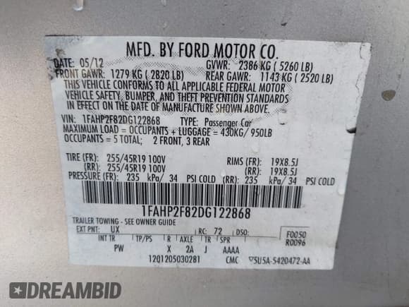 ✅ 2013 Ford Taurus Limited • VIN: 1FAHP2F82DG122868 • Lot: 42487386. Wystawiony na IAAI z przebiegiem 149 033 mil. Bezpłatny archiwum sprzedaży aukcyjnych z USA i szczegółowy raport historii pojazdu na DreamBid. Zdjęcie 9.