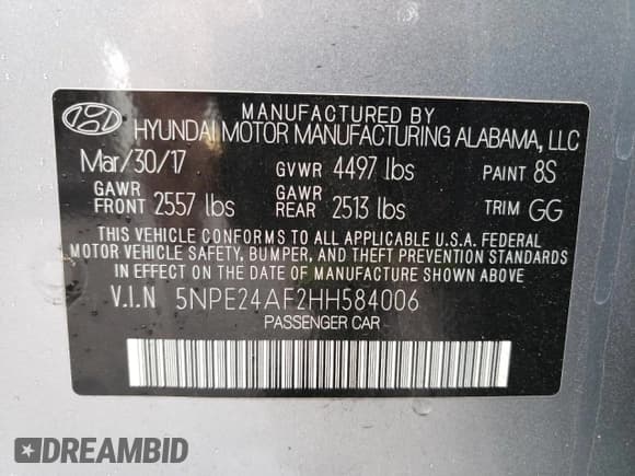 ✅ 2017 Hyundai Sonata SE • VIN: 5NPE24AF2HH584006 • Лот: 69514192. Опубликован ранее на Copart с пробегом 60 978 миль. Бесплатный доступ к архиву аукционных продаж из США и подробный отчёт об истории автомобиля на DreamBid. Изображение 12.