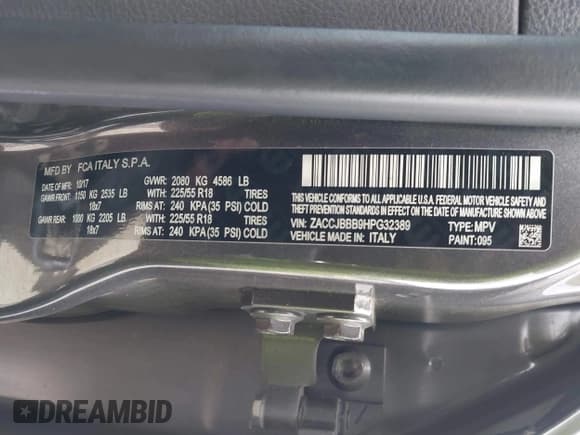 ✅ 2017 Jeep Renegade Latitude • VIN: ZACCJBBB9HPG32389 • Lot: 43708122. Listed on IAAI with 72,952 mi. Free auction sales archive from the USA and detailed vehicle history report at DreamBid. Image 9.