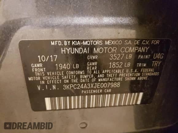 2018 Hyundai Accent SEL z VIN 3KPC24A3XJE007988, wystawiony jako Copart lot #73647133 z przebiegiem 54 949 mil mil oraz . Historia ofert i sprzedaży dostępna na DreamBid. Obrazek 12.