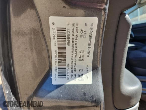 ✅ 2005 Chrysler Sebring • VIN: 1C3EL46X85N575857 • Lot: 86843955. Listed on Copart with 276,523 mi. Free auction sales archive from the USA and detailed vehicle history report at DreamBid. Image 12.