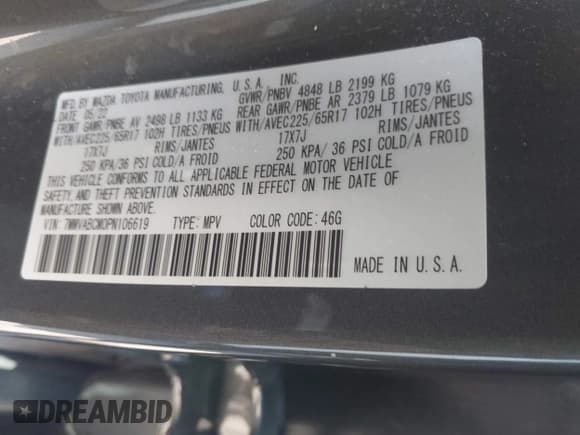 ✅ 2023 Mazda CX-50 S Preferred Plus • VIN: 7MMVABCM0PN106619 • Lot: 43193144. Listed on IAAI with 71,077 mi. Free auction sales archive from the USA and detailed vehicle history report at DreamBid. Image 9.