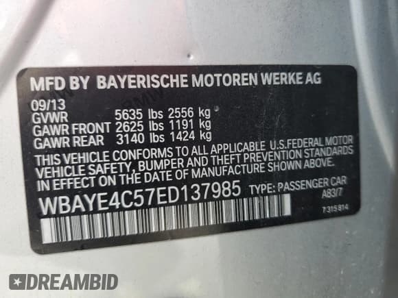 ✅ 2014 BMW 7 Series 740Li • VIN: WBAYE4C57ED137985 • Лот: 89680015. Опубликован ранее на Copart с пробегом 118 175 миль. Бесплатный доступ к архиву аукционных продаж из США и подробный отчёт об истории автомобиля на DreamBid. Изображение 12.