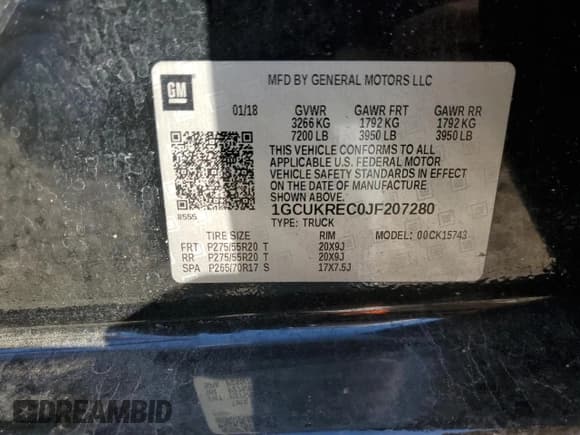 ✅ 2018 Chevrolet Silverado 1500 LT • VIN: 1GCUKREC0JF207280 • Лот: 85407635. Опубликован ранее на Copart с пробегом 120 818 миль. Бесплатный доступ к архиву аукционных продаж из США и подробный отчёт об истории автомобиля на DreamBid. Изображение 12.