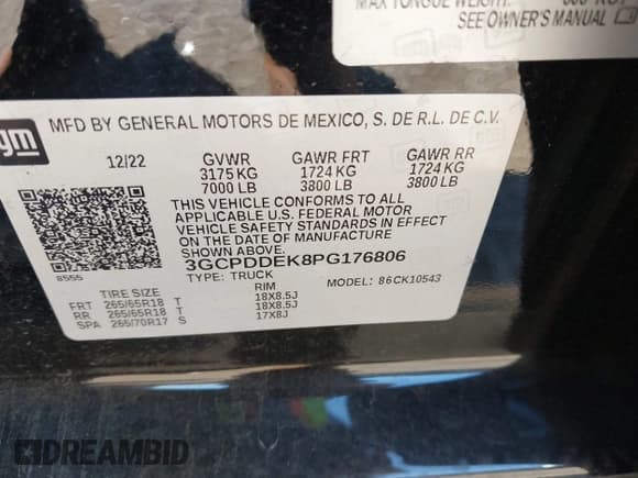 ✅ 2023 Chevrolet Silverado 1500 LT • VIN: 3GCPDDEK8PG176806 • Lot: 43138003. Listed on IAAI with 13,272 mi. Free auction sales archive from the USA and detailed vehicle history report at DreamBid. Image 9.