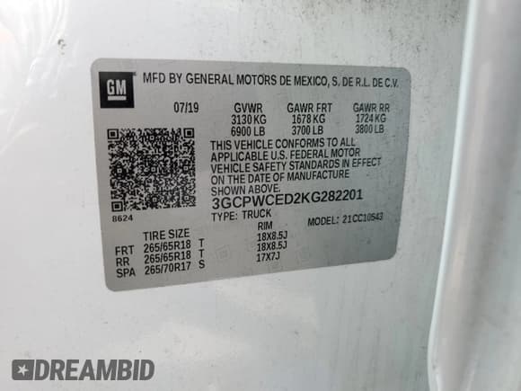 ✅ 2019 Chevrolet Silverado 1500 LT • VIN: 3GCPWCED2KG282201 • Lot: 73458944. Wystawiony na Copart z przebiegiem 78 425 mil. Bezpłatny archiwum sprzedaży aukcyjnych z USA i szczegółowy raport historii pojazdu na DreamBid. Zdjęcie 12.