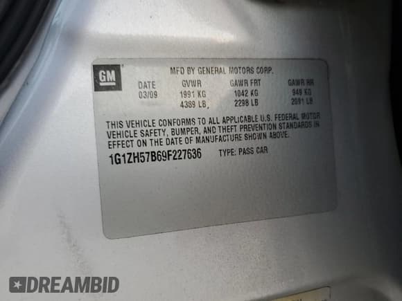 ✅ 2009 Chevrolet Malibu 1LT • VIN: 1G1ZH57B69F227636 • Lot: 75725774. Wystawiony na Copart z przebiegiem 227 326 mil. Bezpłatny archiwum sprzedaży aukcyjnych z USA i szczegółowy raport historii pojazdu na DreamBid. Zdjęcie 12.