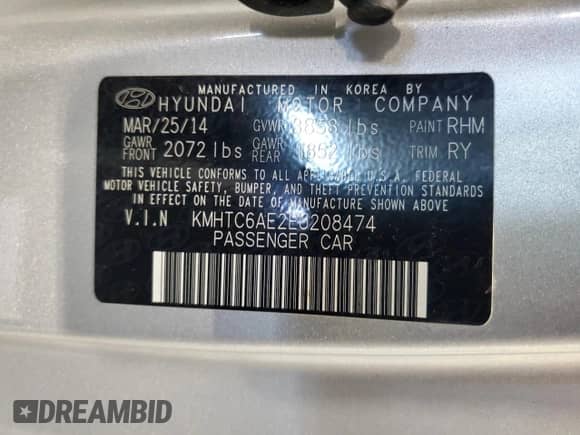 2014 Hyundai Veloster Turbo z VIN KMHTC6AE2EU208474, wystawiony jako Copart lot #65442584 z przebiegiem 57 596 mil mil oraz Szkoda całkowita • Salvage title. Historia ofert i sprzedaży dostępna na DreamBid. Obrazek 12.