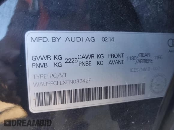 ✅ 2014 Audi A4 Progressiv • VIN: WAUFFCFLXEN032425 • Lot: 71767705. Listed on Copart with 212,104 mi. Free auction sales archive from the USA and detailed vehicle history report at DreamBid. Image 12.