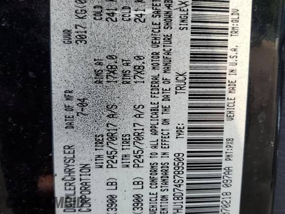 ✅ 2004 Dodge 1500 SLT • VIN: 1D7HU18D74S789509 • Лот: 77256074. Размещён на Copart с пробегом 188 053 миль миль. Получите бесплатный доступ к архиву аукционных продаж из США и посмотрите подробный отчёт об истории автомобиля на DreamBid. Изображение 12.