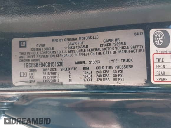 2012 Chevrolet Colorado Work Truck с VIN 1GCESBF94C8151530, выставлен на аукционе IAAI как лот 42595735 с пробегом 248 506 миль миль и . История ставок и продаж доступна на DreamBid. Изображение 9.