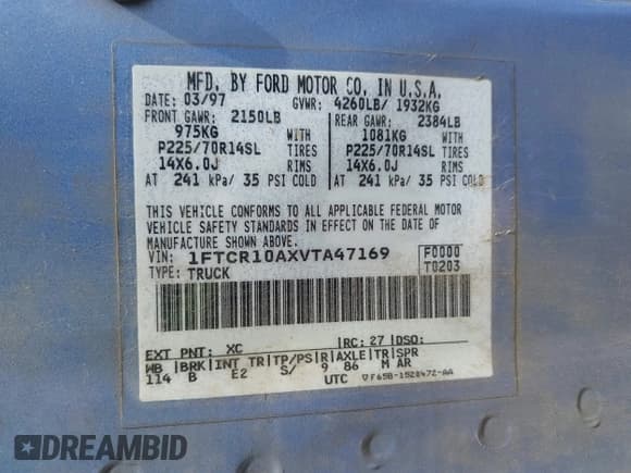 ✅ 1997 Ford Ranger XLT • VIN: 1FTCR10AXVTA47169 • Lot: 42381953. Wystawiony na IAAI z przebiegiem 363 240 mil. Bezpłatny archiwum sprzedaży aukcyjnych z USA i szczegółowy raport historii pojazdu na DreamBid. Zdjęcie 9.