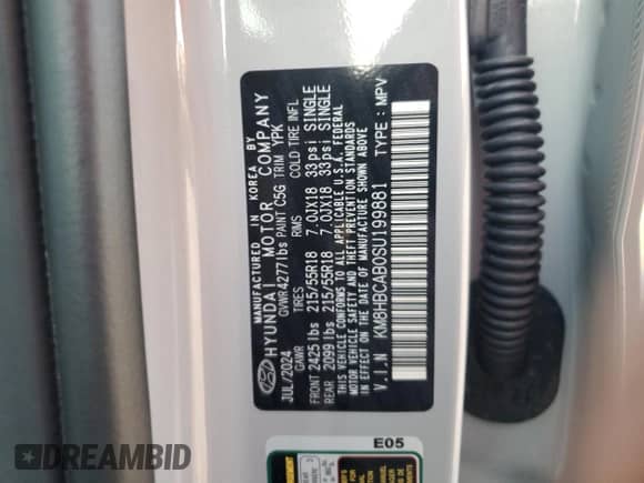 2025 Hyundai Kona SEL with VIN KM8HBCAB0SU199881, listed as a Copart auction lot 81224044 with 2,629 mi miles and Salvage title. Bid and sale history available at DreamBid. Image 15.