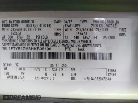 ✅ 2017 Ford Transit • VIN: 1FTYE1ZM3HKB35196 • Lot: 42061557. Wystawiony na IAAI z przebiegiem 88 581 mil. Bezpłatny archiwum sprzedaży aukcyjnych z USA i szczegółowy raport historii pojazdu na DreamBid. Zdjęcie 9.